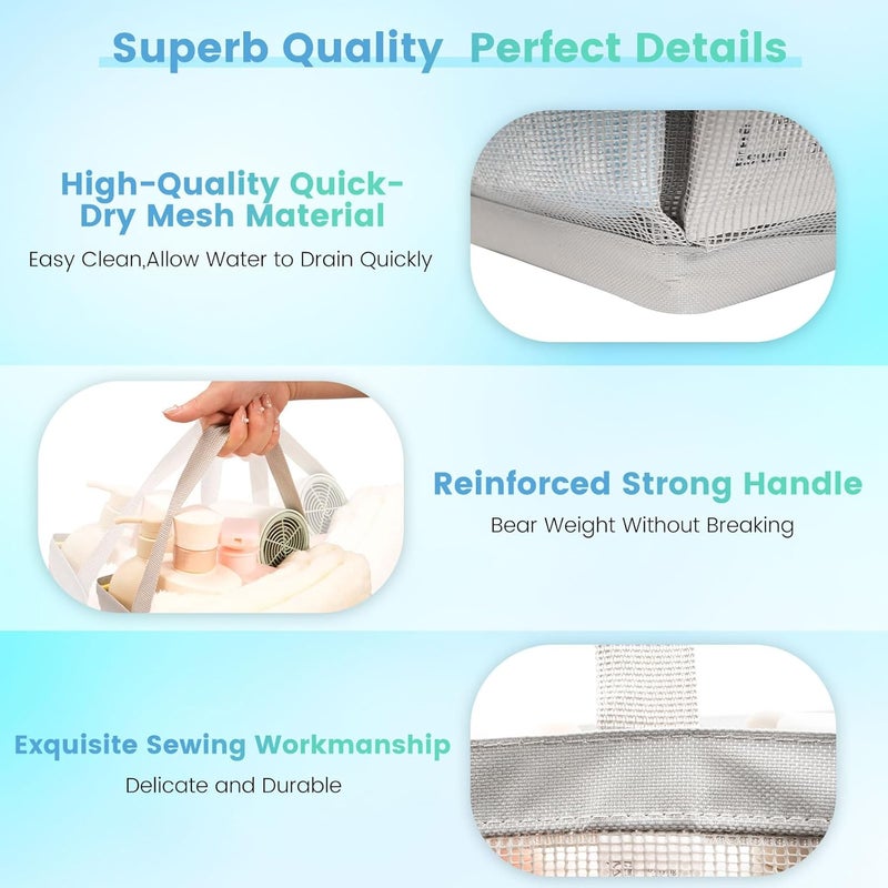 Asisnt Shower Caddy Portable for College Dorm Room Essentials for Girls with 9 Pockets,Large-Capacity Shower Basket,Quick Dry Toiletry Tote Bag for Women,Outdoor Gym,Travel,Swim,Beach Camping Essentials-Grey - Image 3